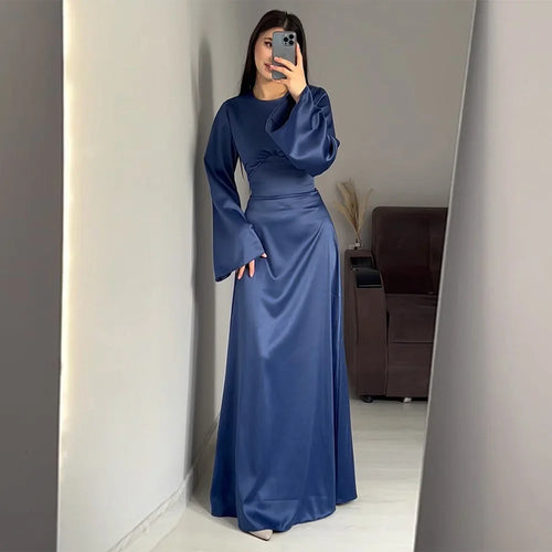 Satin dress with long sleeves