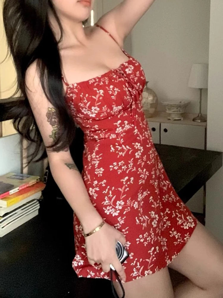 Floral Lace Up Mini Dress