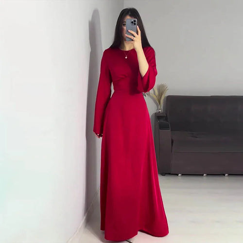Satin dress with long sleeves
