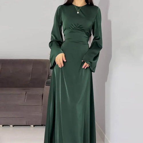 Satin dress with long sleeves