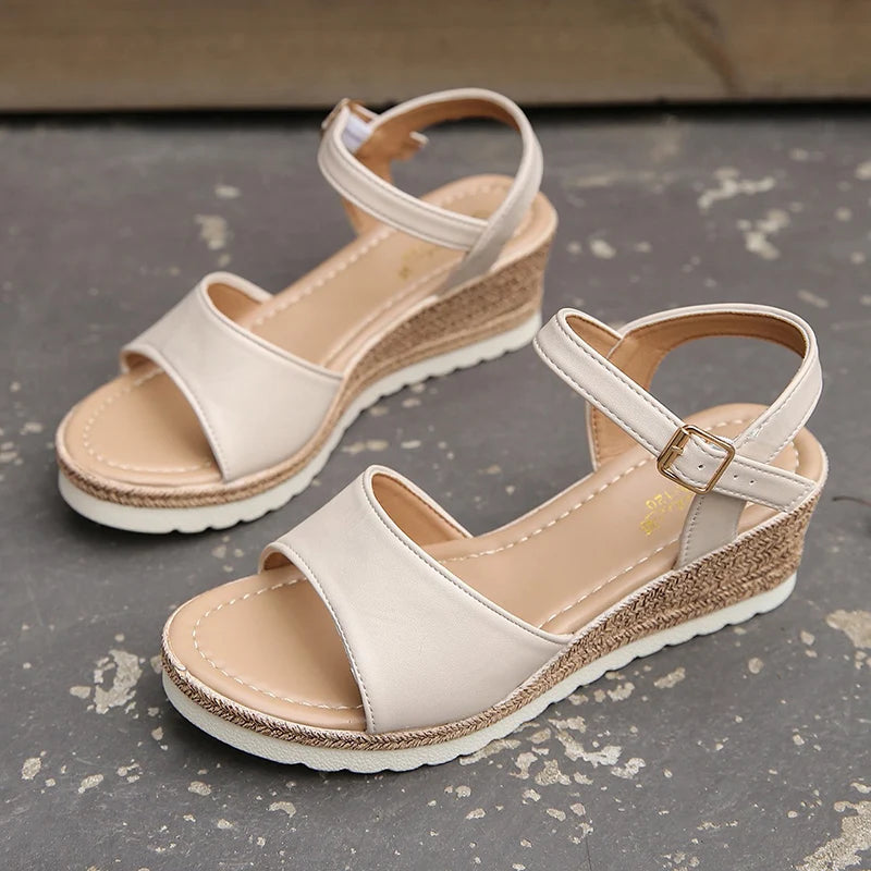 Wedge Sandals Buckle Strap