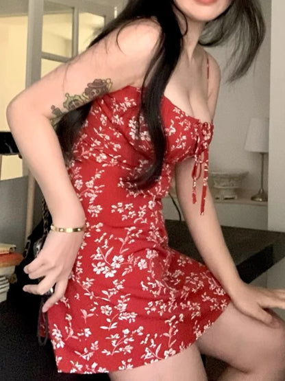 Floral Lace Up Mini Dress
