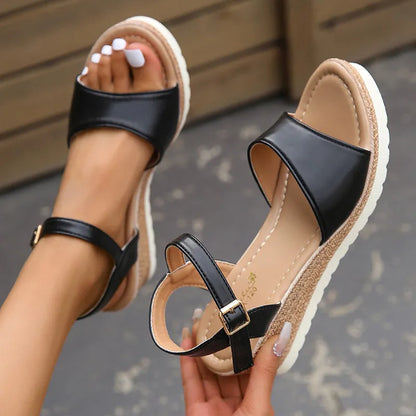 Wedge Sandals Buckle Strap
