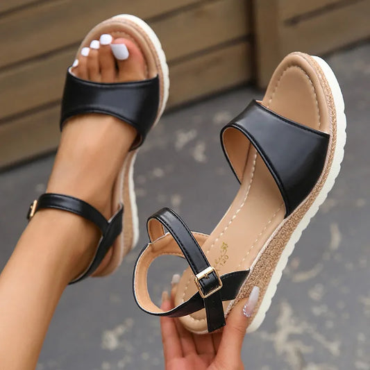 Wedge Sandals Buckle Strap