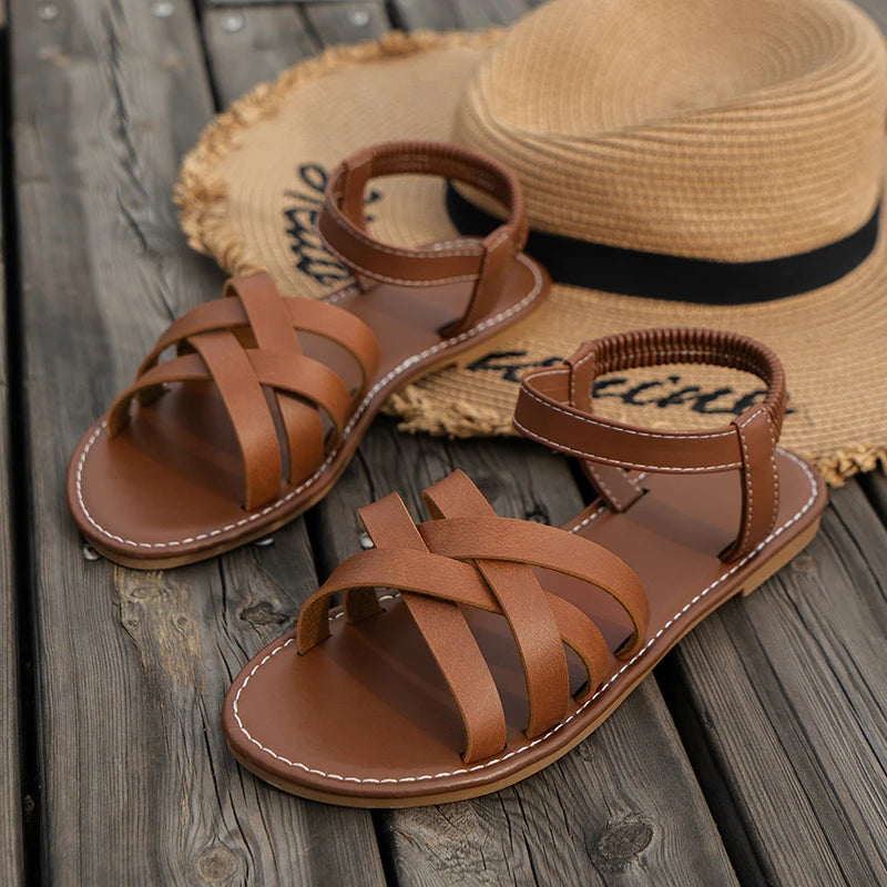Flat Bottom Roman Strap Sandals