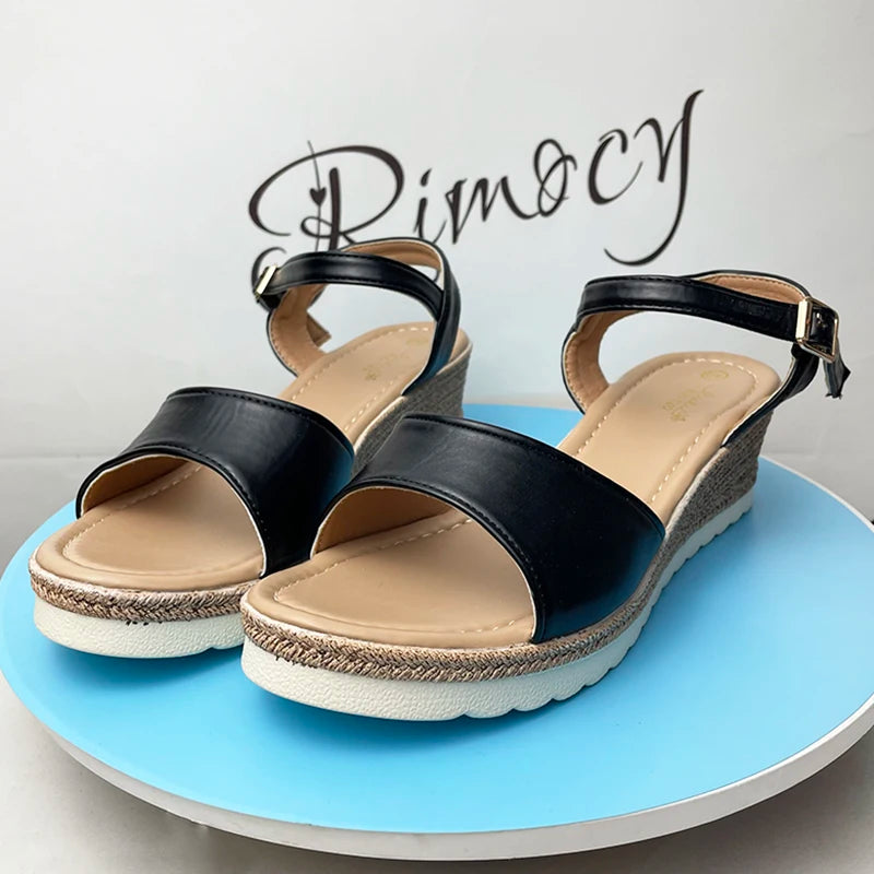 Wedge Sandals Buckle Strap
