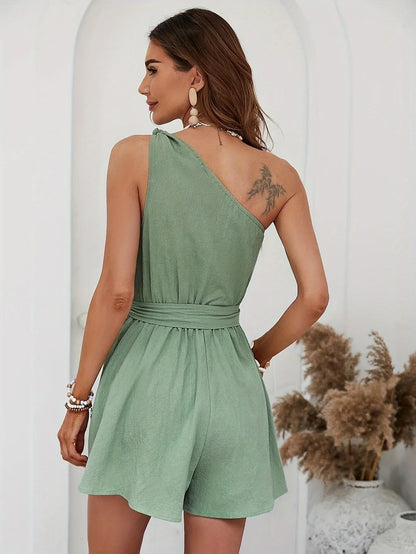 Retro solid color jumpsuit